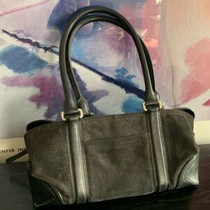 ANN TAYLOR Black Leather Suede Hand‎ Bag / Purse
